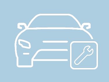 Outline of a car and a spanner with a blue background