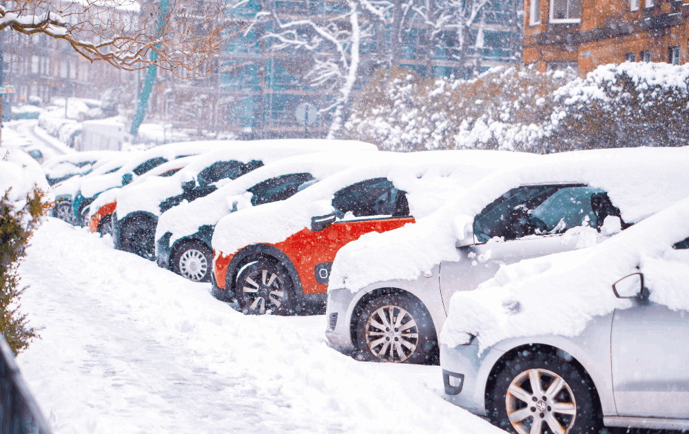 Cars Parked in the Snow