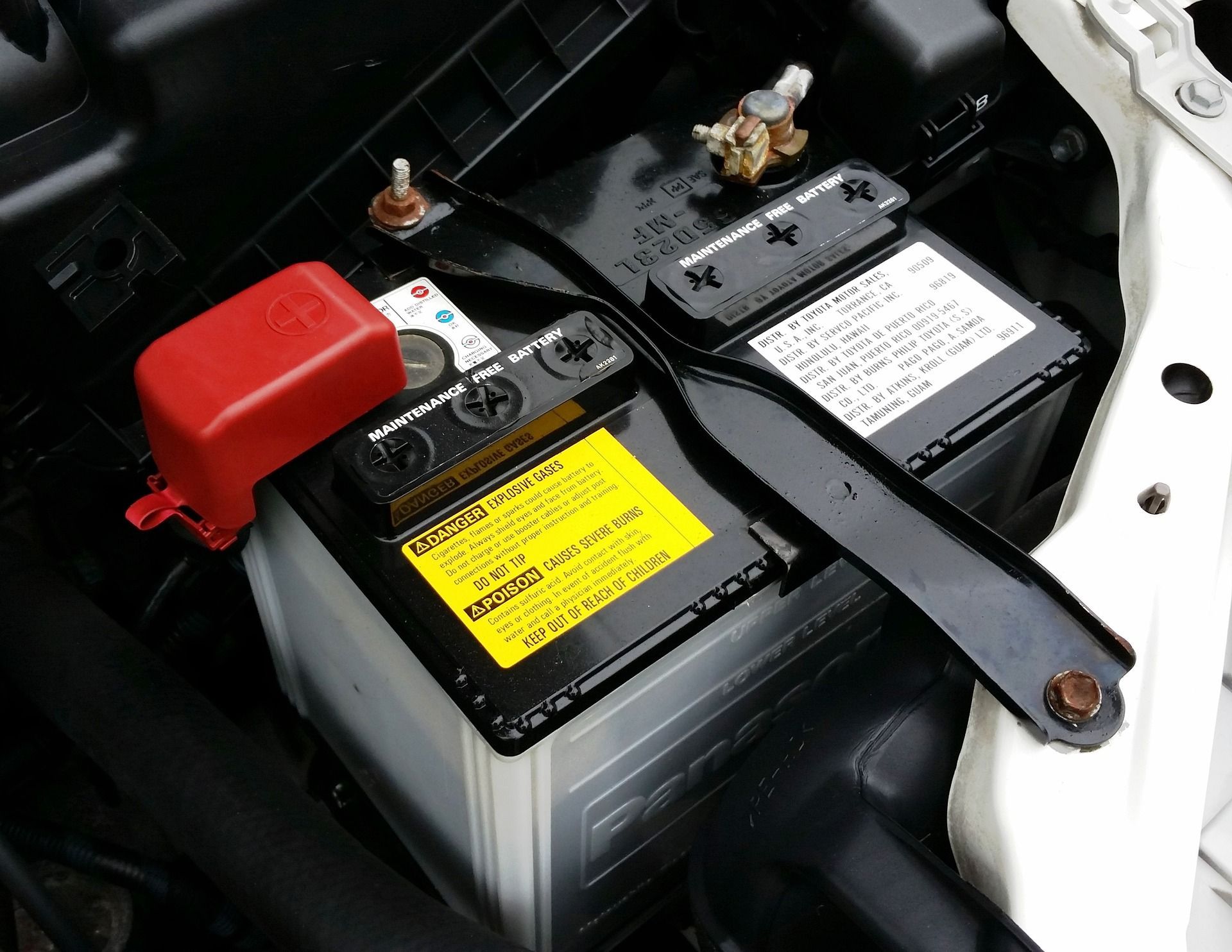 Close up of car battery
