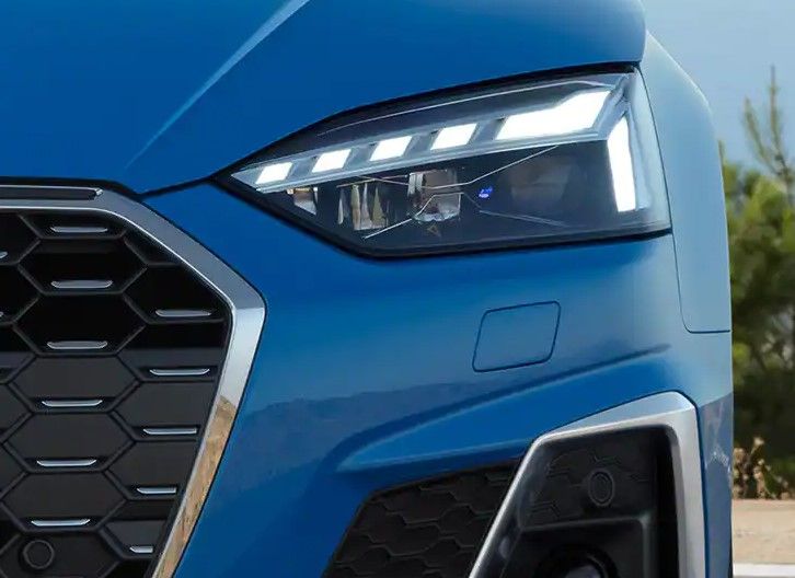Close up of blue S5 Sportback headlights