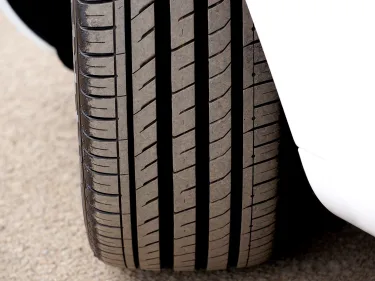 Close up of a tyre showing the tyre tread