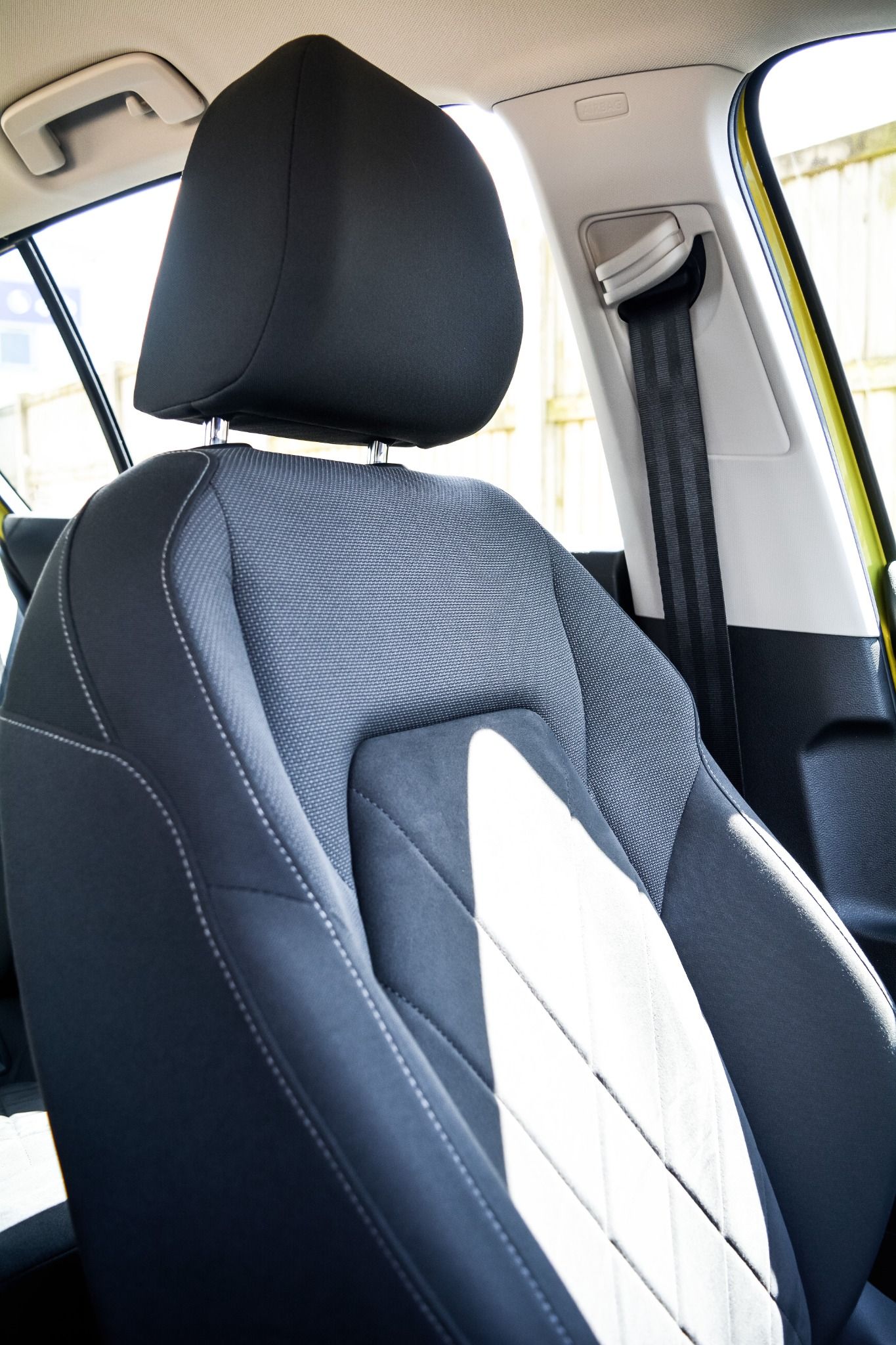 Close up image of upholstery on Volkswagen Golf