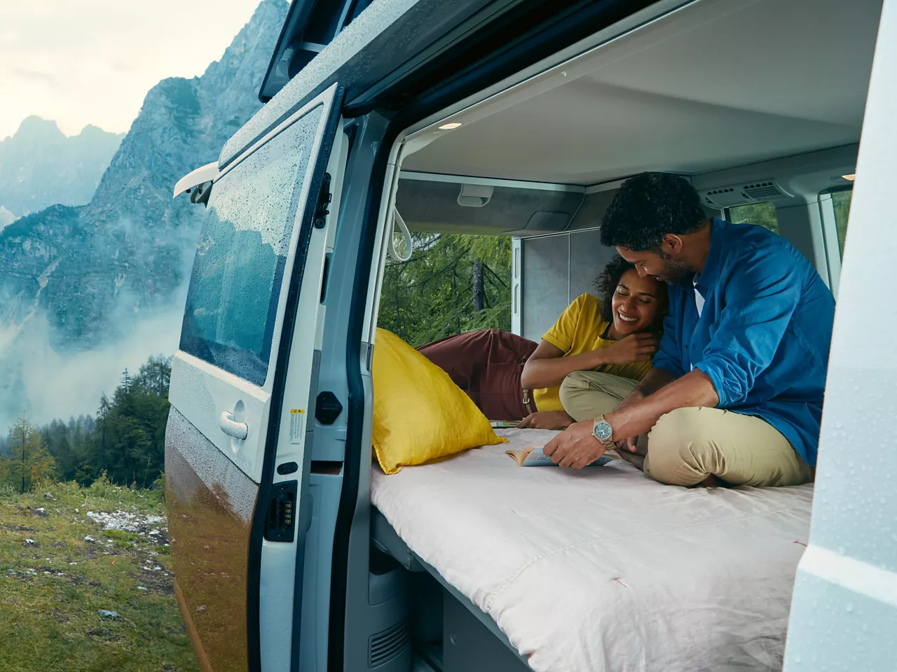 Volkswagen California with people in the back