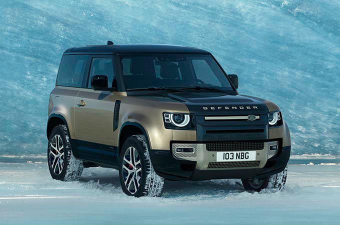 Land Rover Defender 90 X on snow covered ground