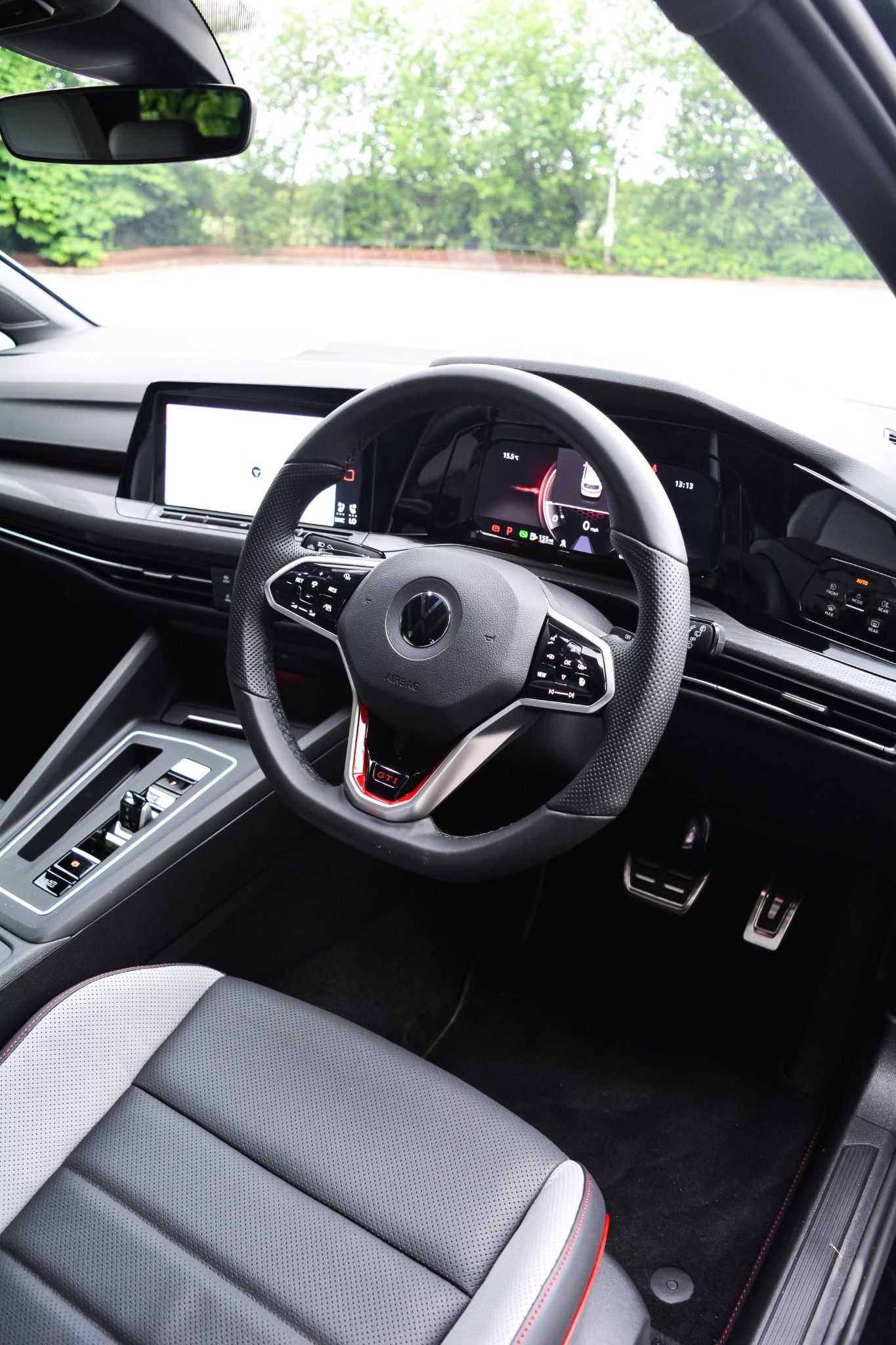 Interior and steering wheel of a golf GTI