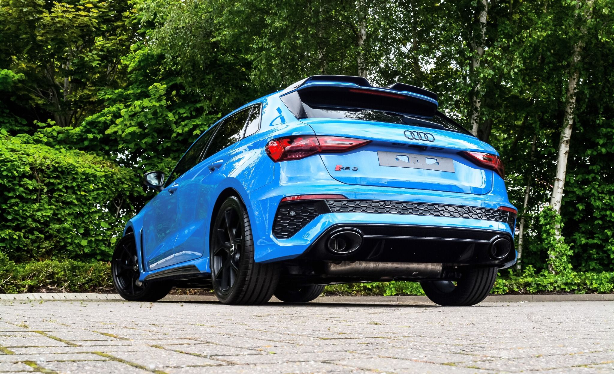 Low shot of an Audi RS3 rear