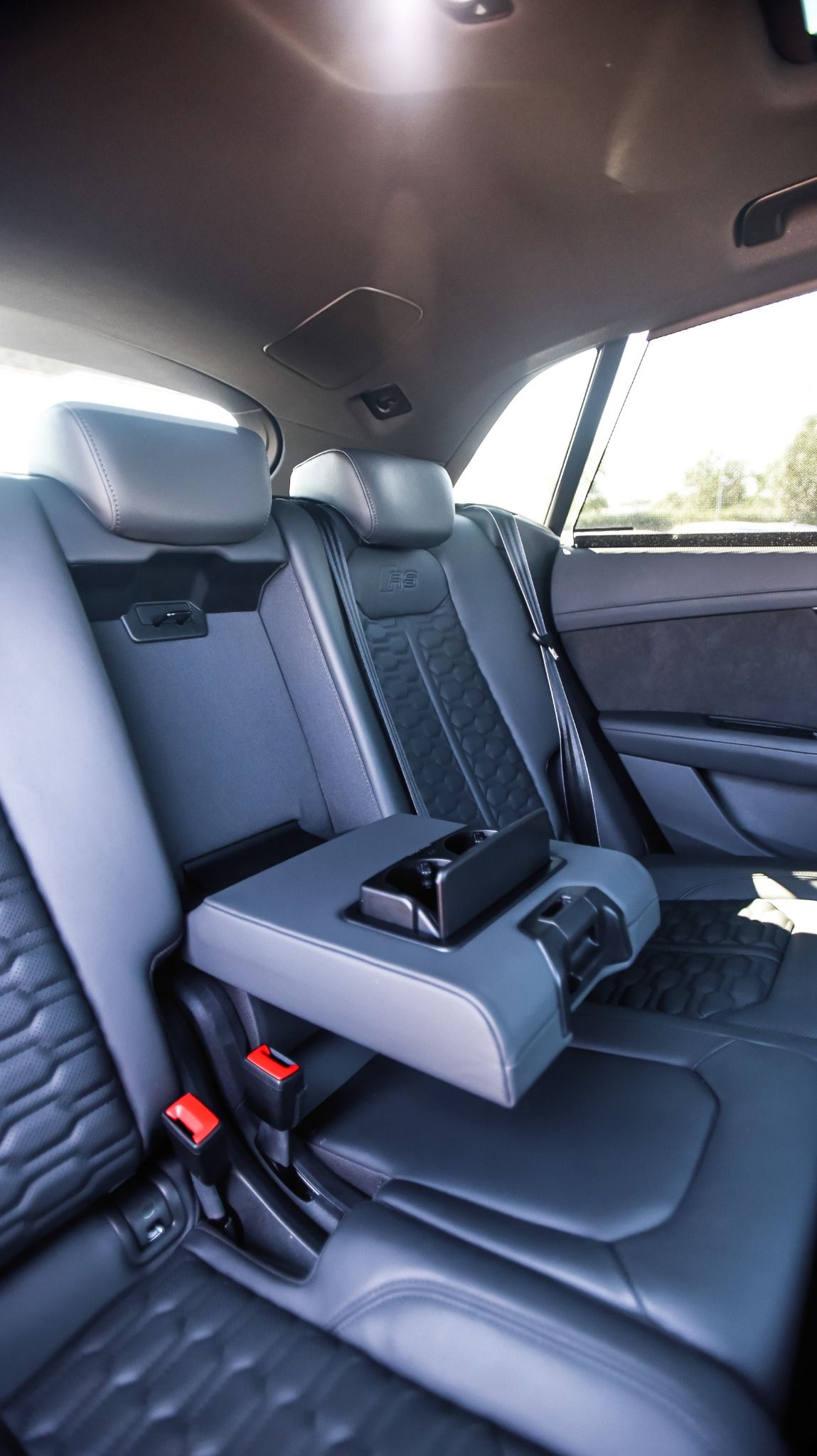 Rear seat and cup holders in Audi RS