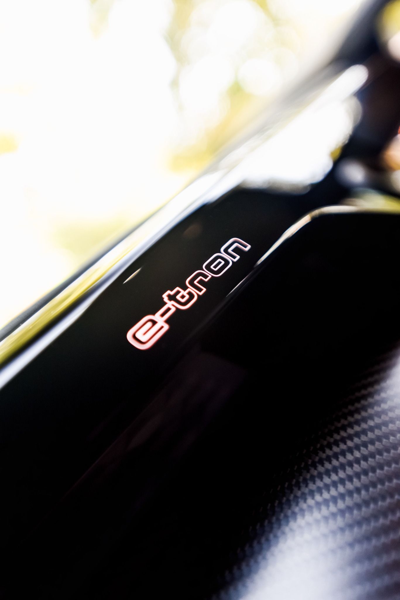 e-tron badging in an Audi RE e-Tron GT