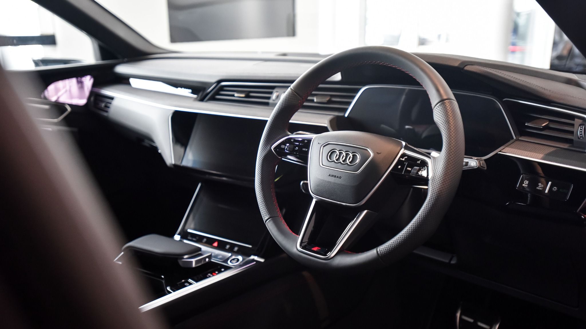 Grey Audi Q8 E-tron Steering Wheel