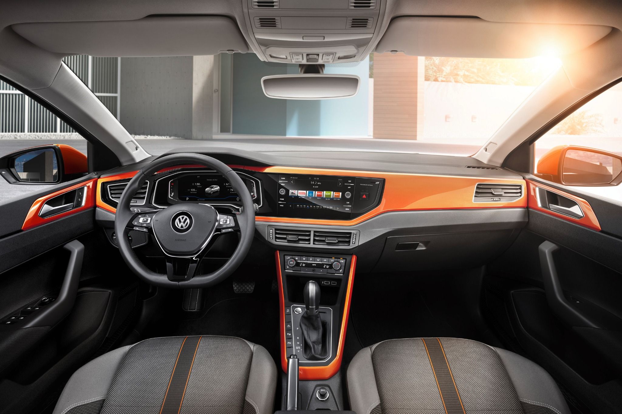 Interior view of a VW Polo R in orange