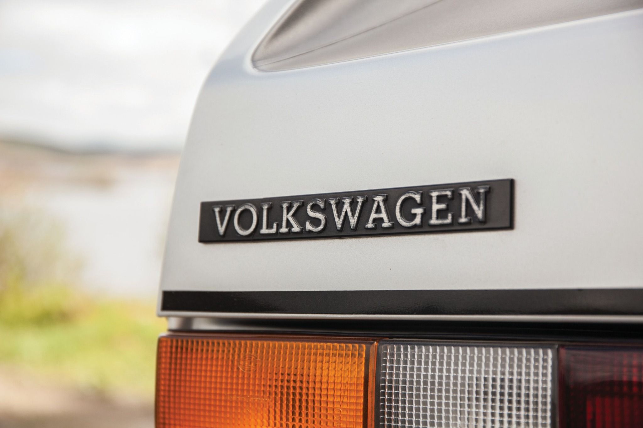 Close up of the badging on an MK1 Volkswagen Golf GTI