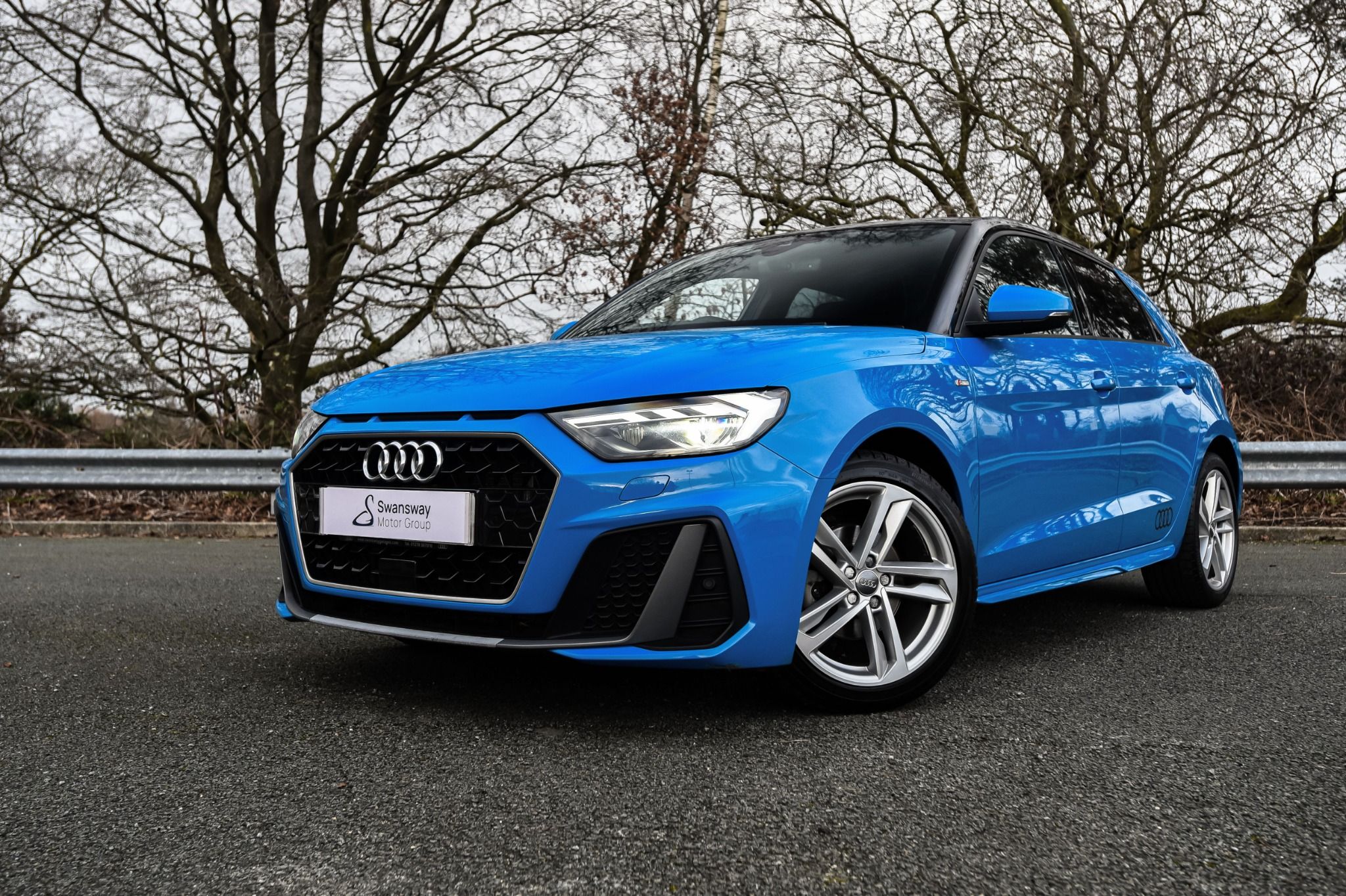 Front view of blue Audi A1 Sportback