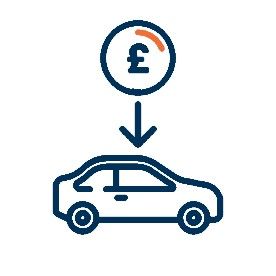 Icon of car with pound sign pointing down to it