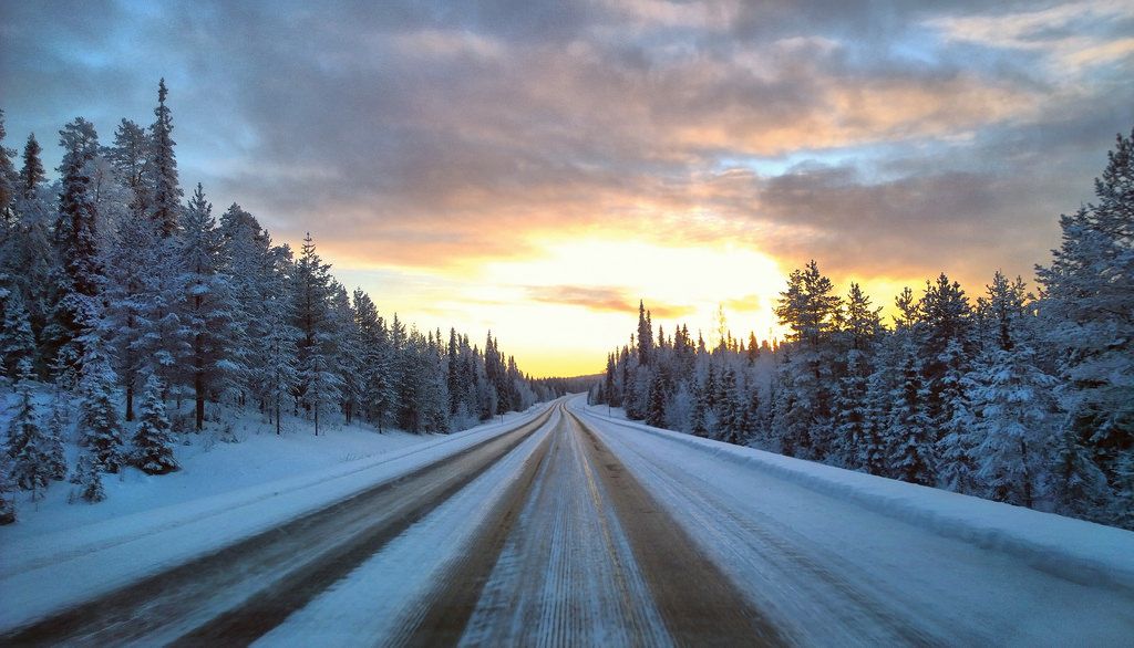 Icy Lapland Road