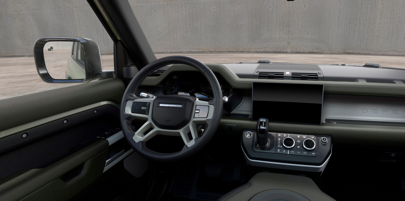 Land Rover Defender steering wheel and dashboard