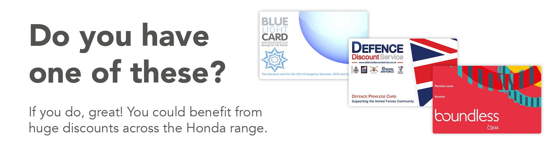 Banner of discount scheme card for Honda