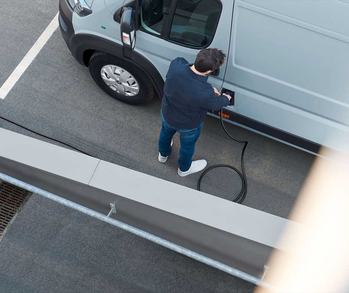 peugeot boxer being connected to charger