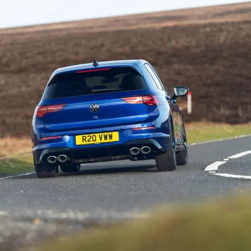 Rear view of Golf R driving