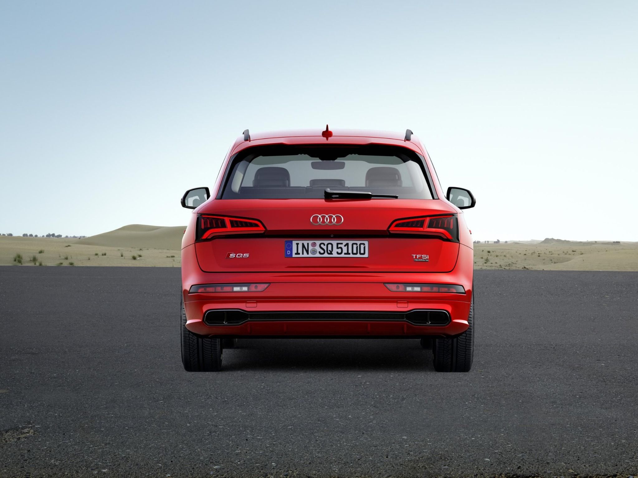 rear view of red audi sq5