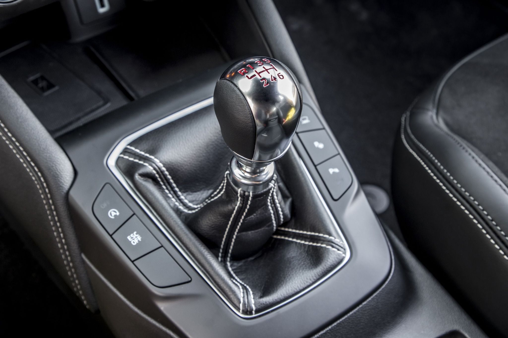 Close up of a manual gearbox