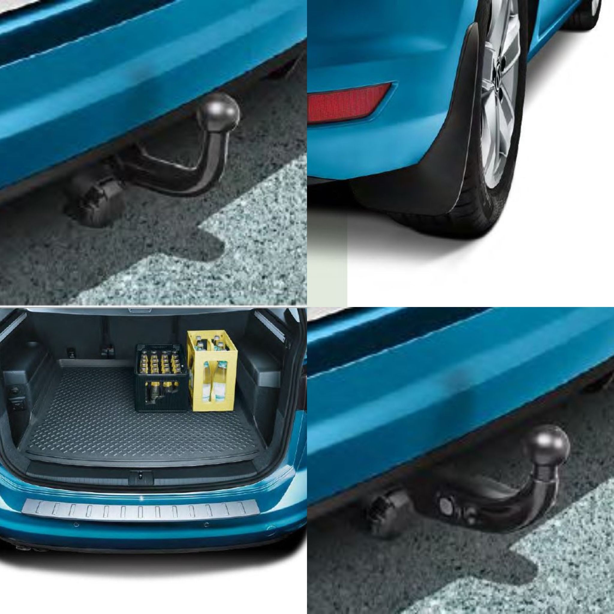 Close up of Volkswagen Touran towbar, boot cover and wheel cover