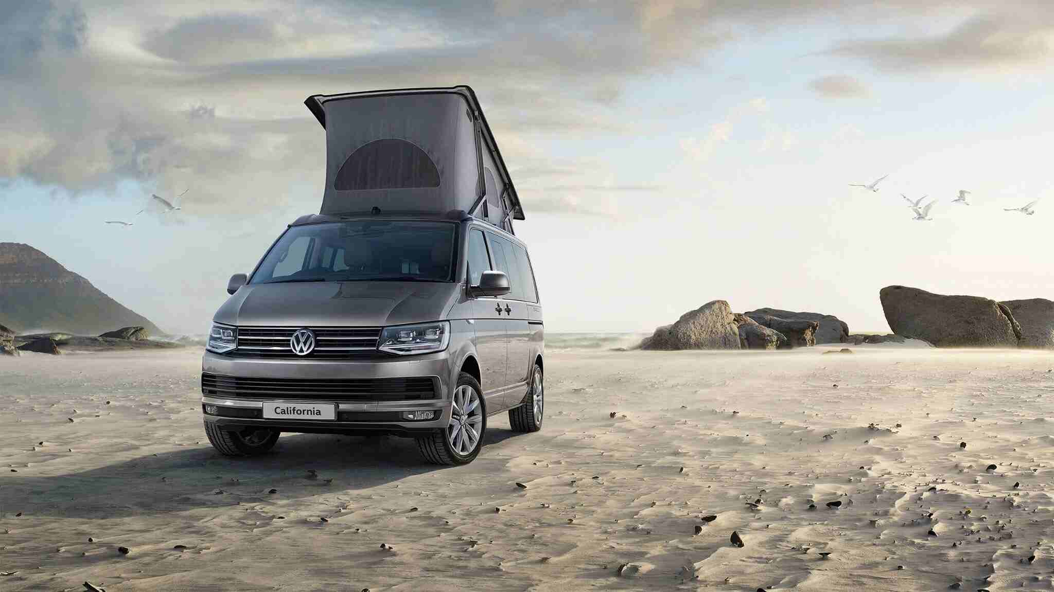 Volkswagen California parked on a beach