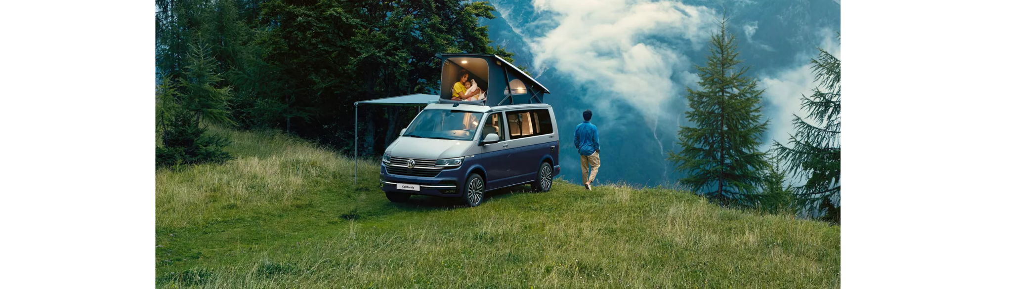 Volkswagen California parked on a hill
